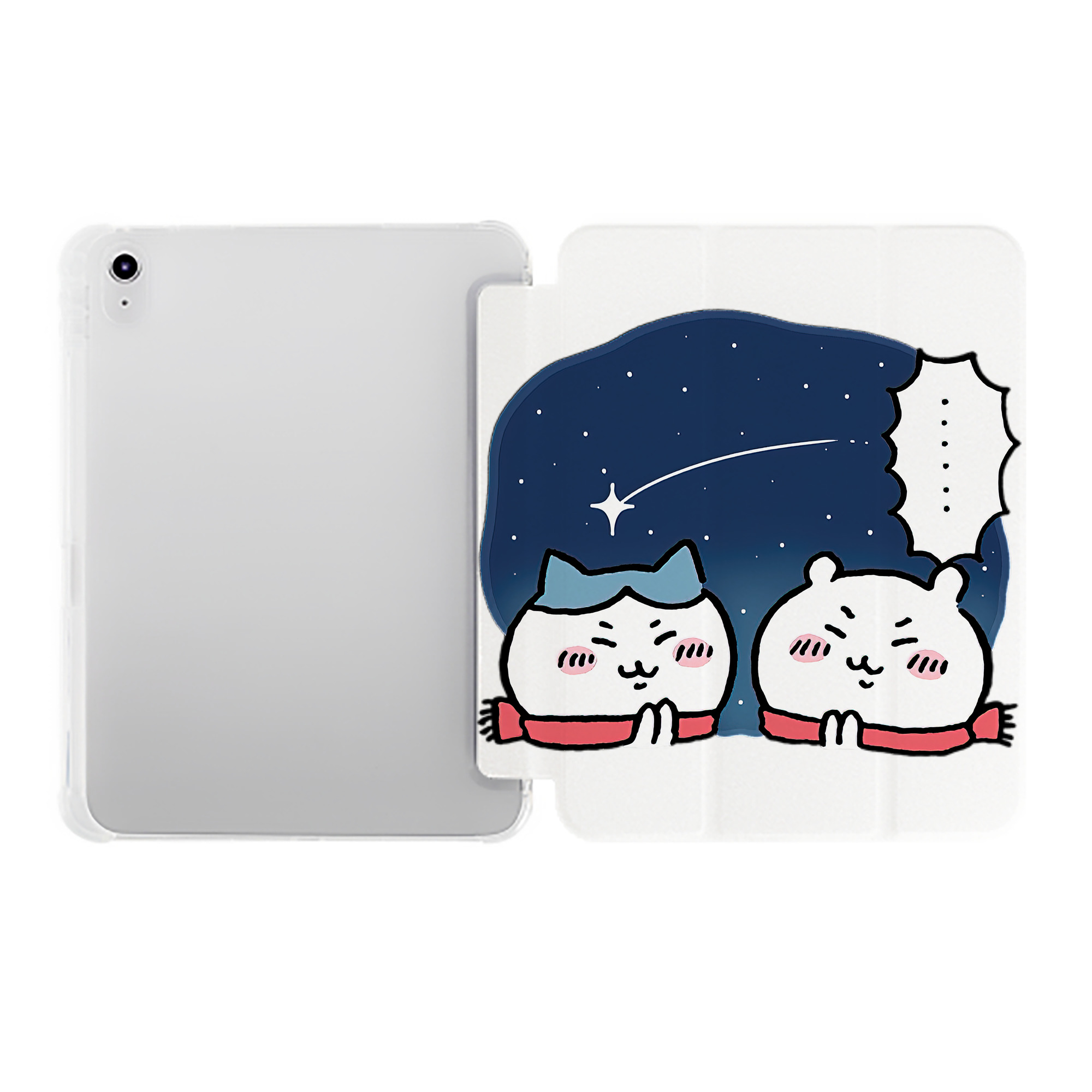 （画像用） ちいかわ ハチワレ Chii-kawa hachiware IPad ケース ペン収納付き 三つ折りスタンド PUレザー×シリコン 対応機種9.5/10.5/10.9インチ